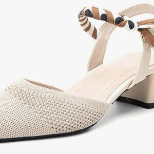 Newbella Pointed Toe Slingback Pumps with scarf ankle strap size 8